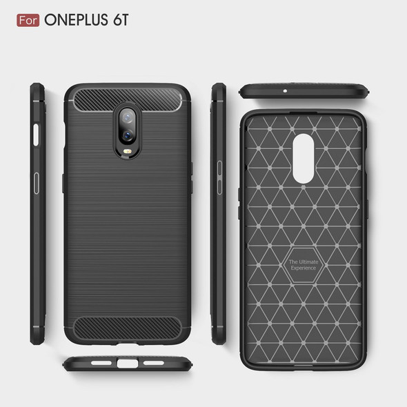 Carbon Fibre Brushed TPU Case for OnePlus 6T - Black