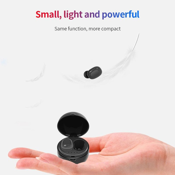 A10 TWS Space Capsule Shape Wireless Bluetooth Earphone with Magnetic Charging Box & Lanyard, Support HD Call & Automatic Pairing Bluetooth(Black White)