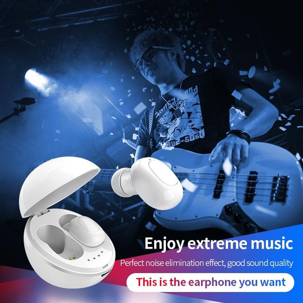 A10 TWS Space Capsule Shape Wireless Bluetooth Earphone with Magnetic Charging Box & Lanyard, Support HD Call & Automatic Pairing Bluetooth(White + Black)
