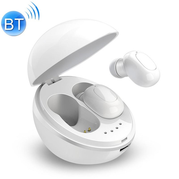 A10 TWS Space Capsule Shape Wireless Bluetooth Earphone with Magnetic Charging Box & Lanyard, Support HD Call & Automatic Pairing Bluetooth(White)