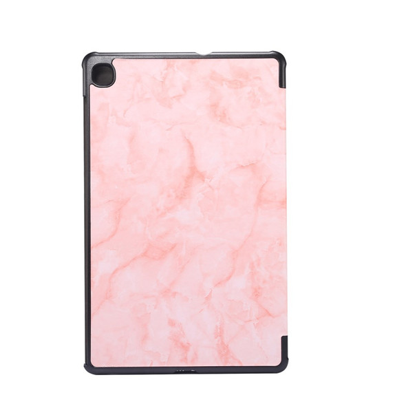 Marble Pattern Tri-fold Leather Stand Tablet Case for Samsung Galaxy Tab S6 Lite P610/P615/S6 Lite (2022) - Pink