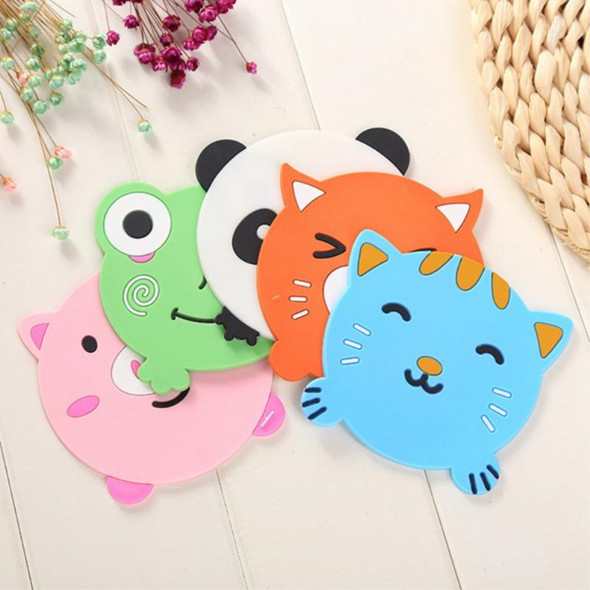 D06 Cute Cartoon Animal Shape Dining Table Silicone Coaster Coffee Tea Cup Mat Heat-resistant Pad Kitchen Decor - Pig