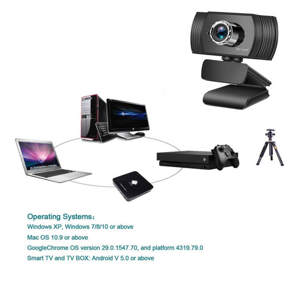A15 USB Webcam HD 1080P Auto-focus Camera Live Stream Video Chat Conference Camera Built-in Microphone High Definition Cam