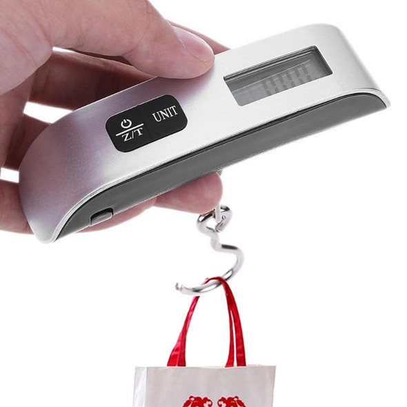 50kg x 50g Portable LCD Digital Hanging Travel Luggage Scale with Indoor Thermometer(Silver)