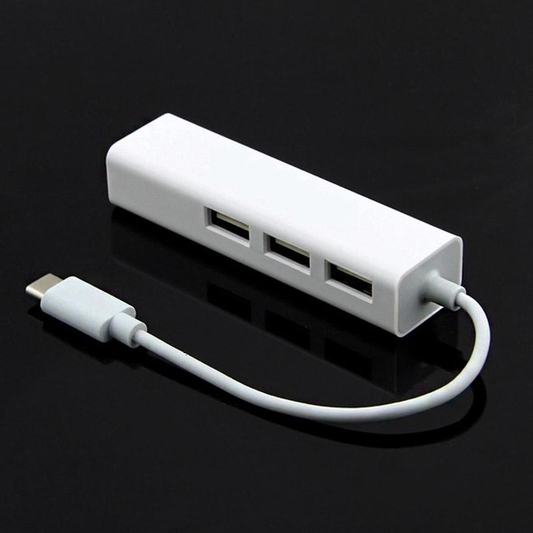 13cm USB-C 3.1 / Type-C 100 Mbps Ethernet Adapter with 3-port USB 2.0 Hub, - MacBook 12 inch / Chromebook Pixel 2015(White)