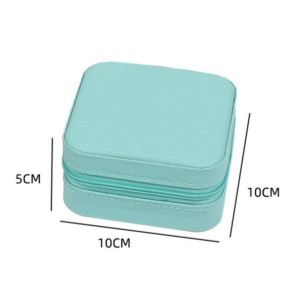 Portable Jewelry Box PU Leather Travel Mini Jewelry Organizer Display Case for Rings Necklaces Bracelets - Emerald Green / Cross Texture