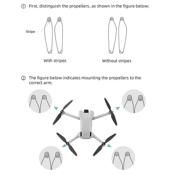 EWB9632 Two Pairs RC Drone Propellers Replacement Parts for DJI Mini 3 RC Quadcopter - Orange