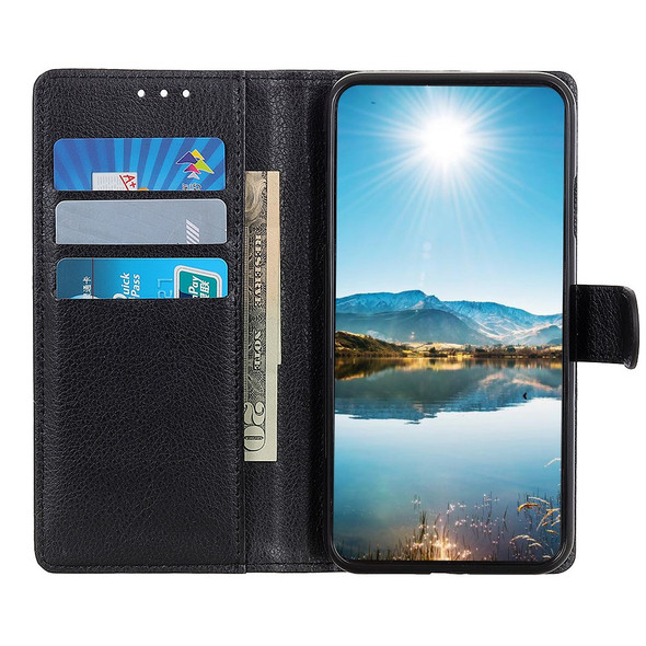 Classic Litchi Texture Leather Wallet Design Folio Flip Stand Case for ZTE Libero 5G - Black