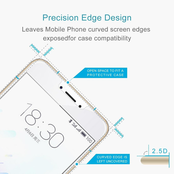 100 PCS for Meizu M3 Note / Meilan Note 3 0.26mm 9H Surface Hardness 2.5D Explosion-proof Tempered Glass Screen Film