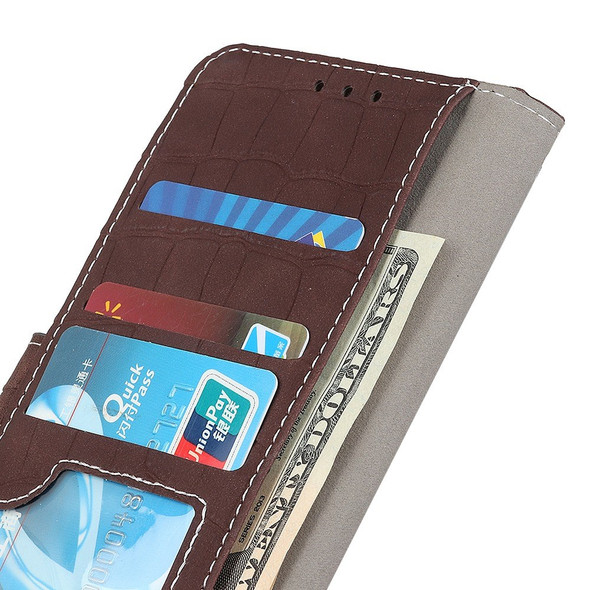 For OnePlus Nord CE 2 Lite 5G Crocodile Texture Wallet Flip Cover PU Leather Inner TPU Magnetic Closure Stand Function Folio Full Protection Case - Brown