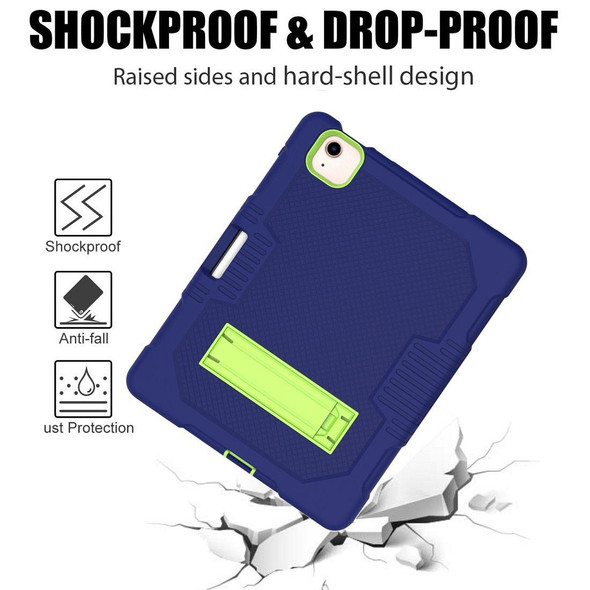 Contrast Color Robot Shockproof Silicon + PC Protective Case with Holder & Pen Slot - iPad Air 2022 / 2020 10.9(Navy Blue+Yellow Green)(Navy Blue+Yellow Green)