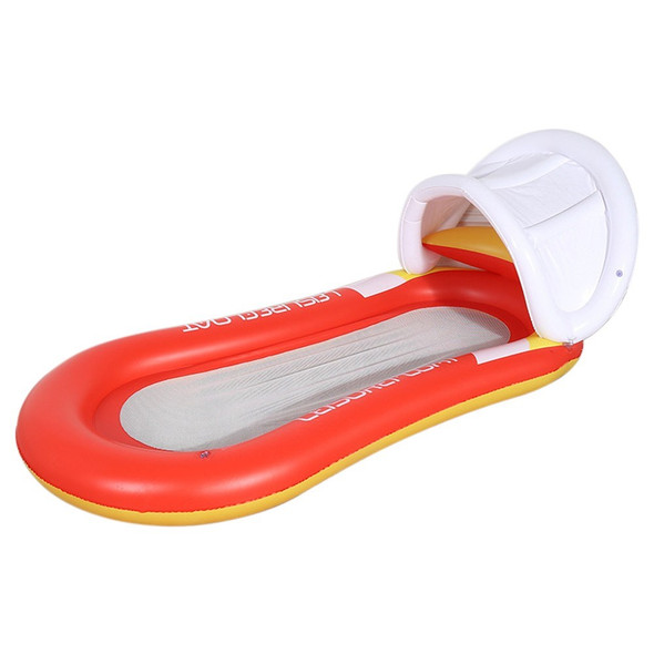 Inflatable PVC Pool Float with Canopy Swimming Pool Lounger Chair Water Floating Hammock Raft - Red