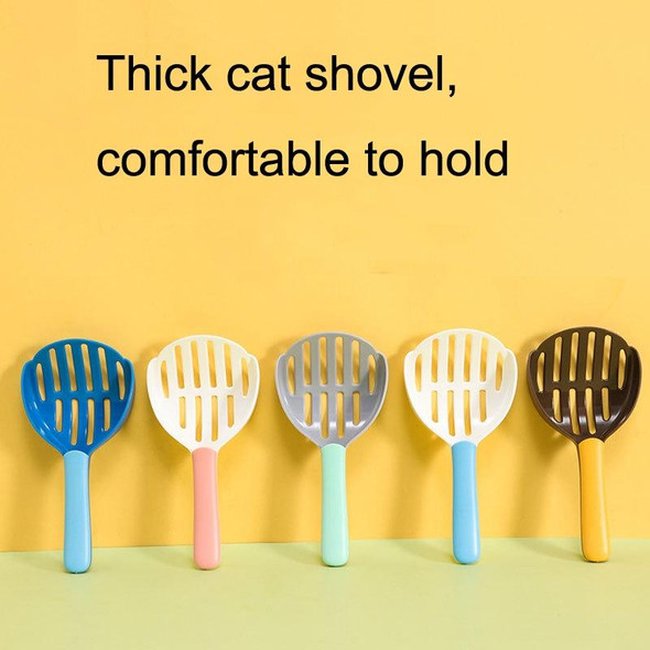 10 PCS Pet Cat Litter Shovel Cat Poop Cleaning Tool(White + Light Blue)