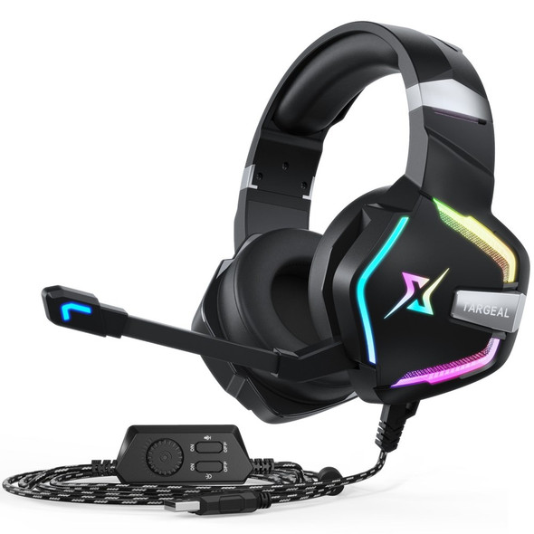 TARGEAL 7.1 Surround Sound USB Wired Headphones PC Gaming Headset with RGB Light for PS4 Smartphone Laptop