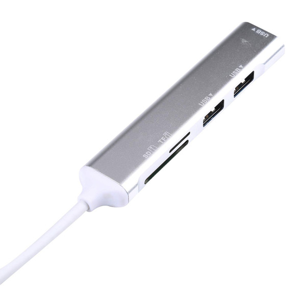 5 in 1 USB-C / Type-C 3.1 to SD / TF Card Slot + 3 USB 3.0 Ports Multifunctional Docking Station HUB (Grey)