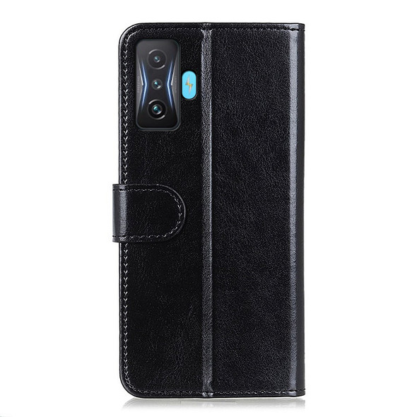 For Xiaomi Poco F4 GT/Redmi K50 Gaming Card Slots Wallet Phone Case Crazy Horse Texture PU Leather Cover Stand Shockproof Phone Shell - Black