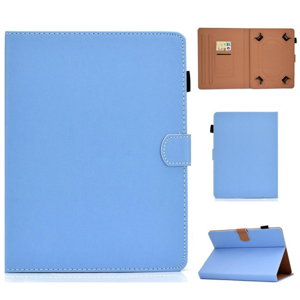 7 inch Solid Color Tablet PC Universal Magnetic Horizontal Flip Leatherette Case with Card Slots & Holder(Blue)