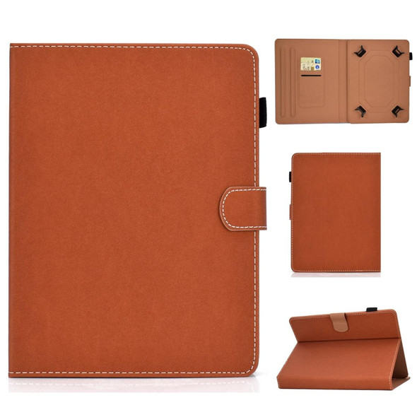 7 inch Solid Color Tablet PC Universal Magnetic Horizontal Flip Leatherette Case with Card Slots & Holder(Brown)