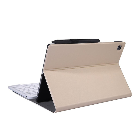 A610 - Galaxy Tab S6 Lite 10.4 P610 / P615 (2020) Bluetooth Keyboard Tablet Case with Stand & Elastic Pen Band(Gold)