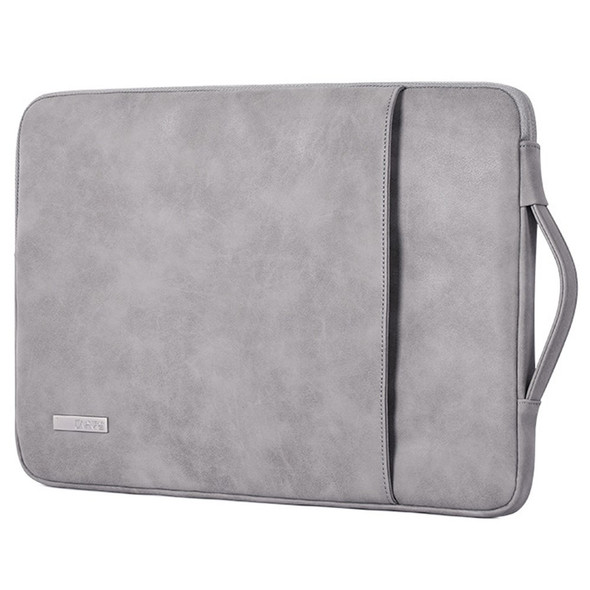 CANVASARTISAN L11-89 PU Leather Notebook Sleeve Anti-dust Computer Sleeve 15'' Laptop Business Style Large Bag - Grey