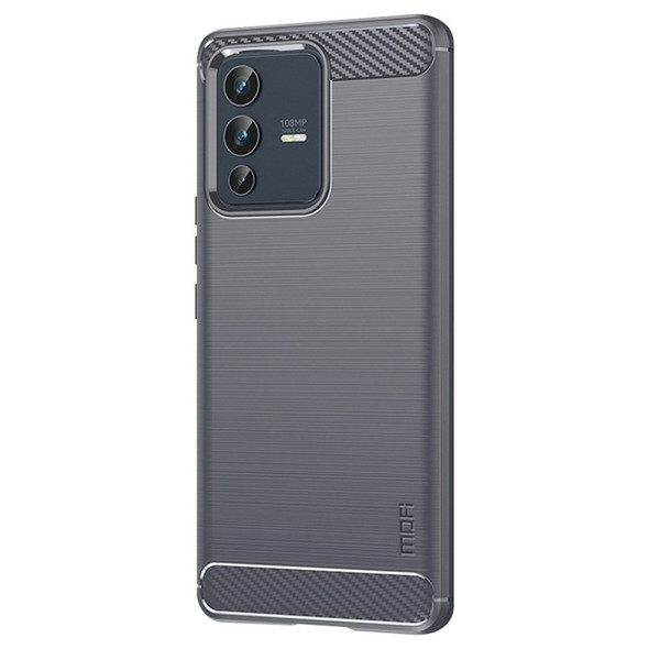 MOFI JK TPU Series-1 for vivo V23 5G/S12 Anti-collision Soft TPU Phone Case Brushed Carbon Fiber Protective Cover - Grey