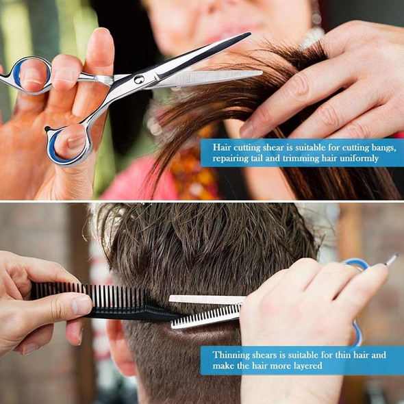 12 PCS Professional Hair Cutting Thinning Scissor Hairdressing Flat Shear Scissors Kit(Blue)