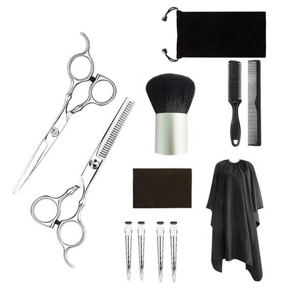 12 PCS Professional Hair Cutting Thinning Scissor Hairdressing Flat Shear Scissors Kit(Gold Silver)