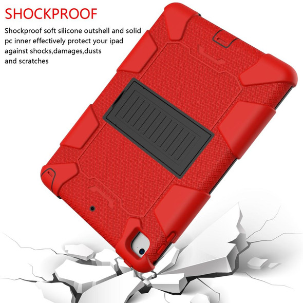 Shockproof Two-color Silicone Protection Shell for iPad 9.7(2018) & 9.7(2017) & Air 2, with Holder(Red+Black)