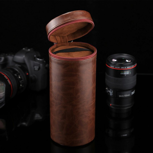 Extra Large Lens Case Zippered PU Leatherette Pouch Box for DSLR Camera Lens, Size: 24.5*10.5*10.5cm(Coffee)