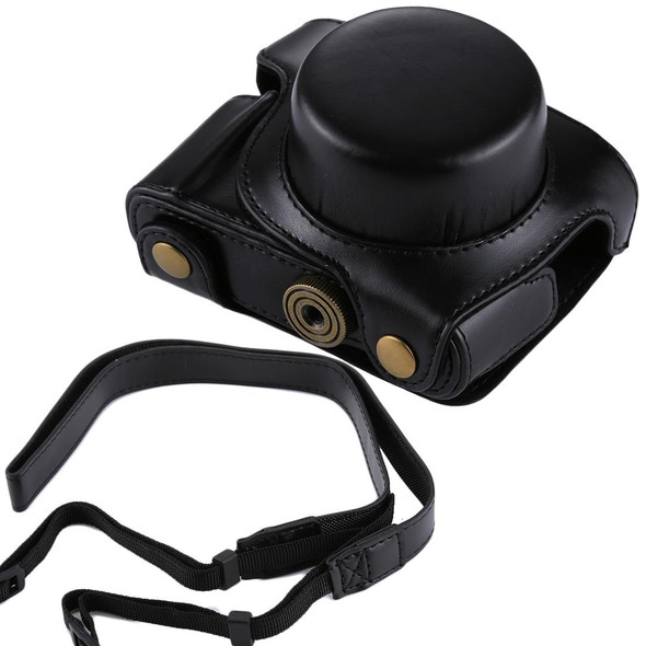 Full Body Camera PU Leather Camera Case Bag with Strap for Panasonic Lumix GF7 / GF8 / GF9 (12-32mm / 14-42mm Lens)(Black)