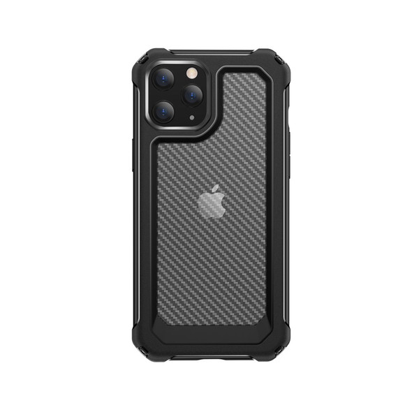 Carbon Fiber Texture PC + TPU Hybrid Case Protective Cover for iPhone 12/Pro 6.1 inch - Black