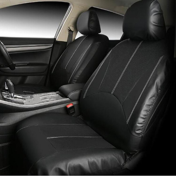 9 in 1 Universal PU Leatherette Four Seasons Anti-Slippery Cushion Mat Set for 5 Seat Car (Beige)