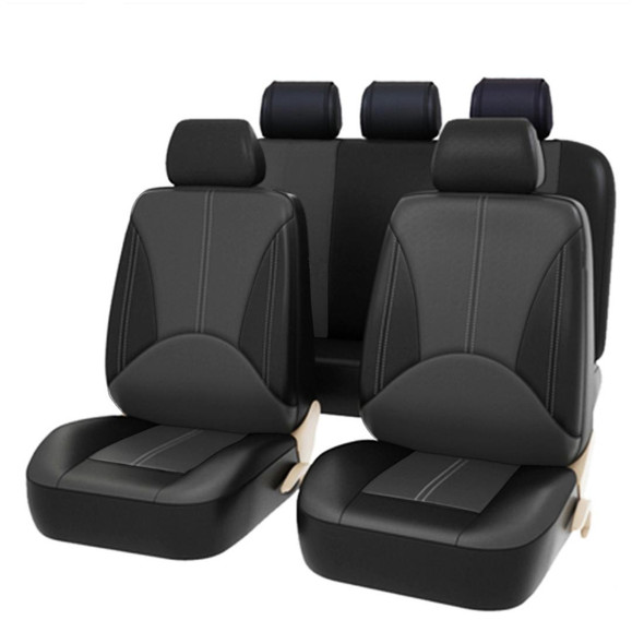 9 in 1 Universal PU Leatherette Four Seasons Anti-Slippery Cushion Mat Set for 5 Seat Car (Grey)