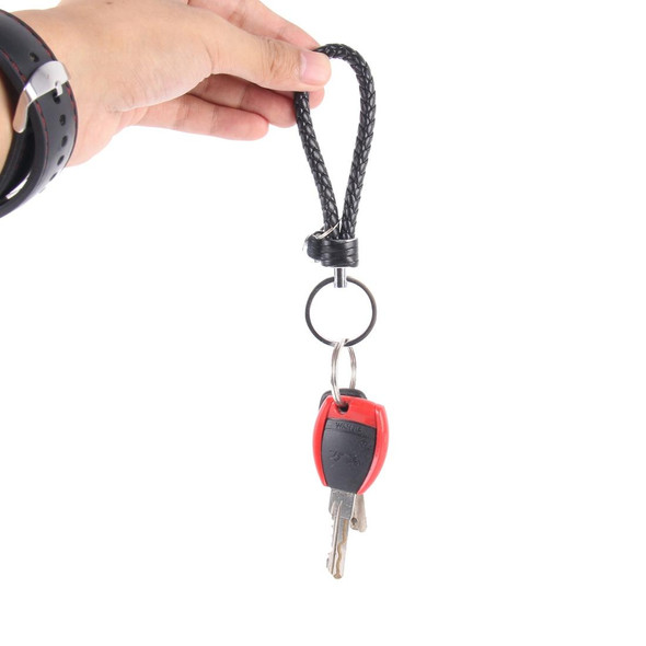 Car Key Ring Holder With Leatherette Strip(Black)