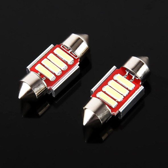 2 PCS 2W 100 LM 6000K 31MM 4 SMD-7020 LEDs Bicuspid Port Decoding Car Dome Lamp LED Reading Light, DC 12V(White Light)