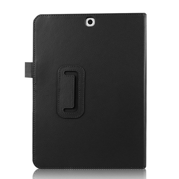 Lychee Leather Smart Cover Stand for Samsung Galaxy Tab S2 9.7 T810 T815 - Black