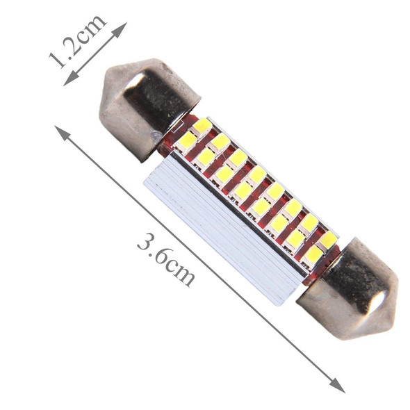 2 PCS DC 12V 3W 36MM Bicuspid Car Door Lamps Registration Mark light Dashboard Dome Door Lights LED Reading Lamp with 16 LED SMD 3014 Lights White