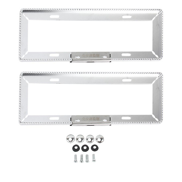 2 PCS Car License Plate Frames Car Styling License Plate Frame Magnesium Alloy Universal License Plate Holder Car Accessories(Silver)