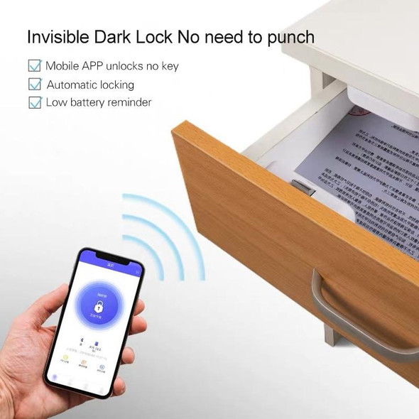 T1 Bluetooth + Tuya APP Smart Drawer Lock Invisible Lock, Support Remote Control Unlocking