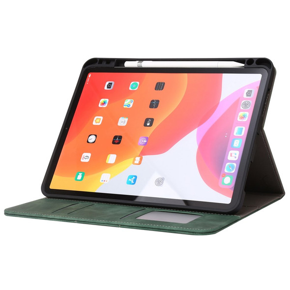 For iPad Air (2020) / (2022) / iPad Pro 11 (2021) / (2020) / (2018) / (2022) PU Leather Wallet Pen Slot Case Flip Stand Auto Wake / Sleep Protective Tablet Cover - Green