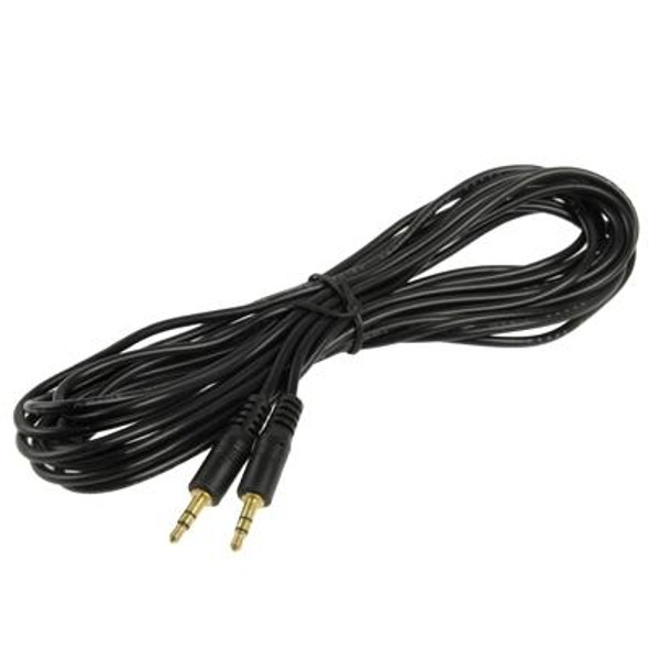 Aux Cable, 3.5mm Male Mini Plug Stereo Audio Cable, Length: 5m (Black + Gold Plated Connector)