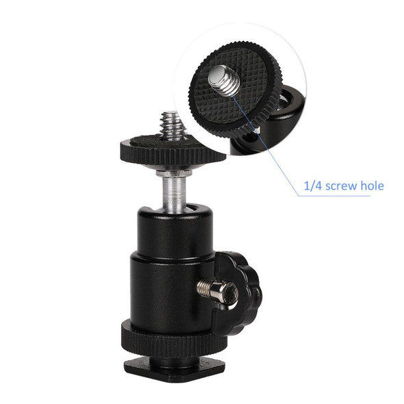 1/4" Screw Mini Hot Shoe Ball Head Flash Bracket Holder Mount for Camera Tripod