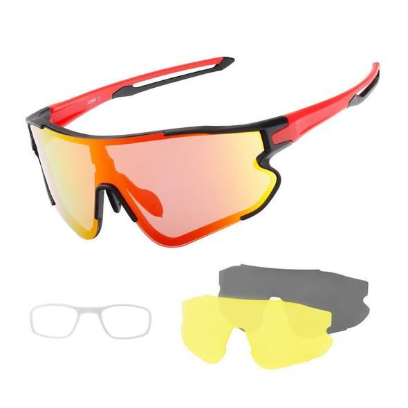 XQ-HD XQ-548 Cycling Sunglasses Bike Eyewear Goggle Riding Outdoor Sports Fishing Glasses with Replaceable Lens - Black/Red