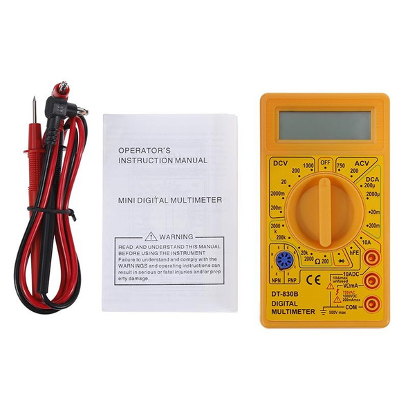 DT-830B Handheld Digital Multimeter Ammeter Voltmeter Digital Display Universal Tester Meter(Yellow)