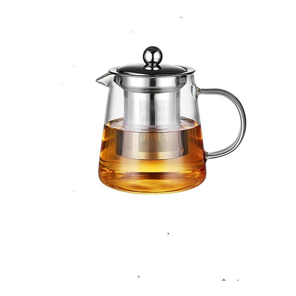 Large Capacity Heat Resistant Glass Teapot Tea Set With Stainless Steel Filter - Kung Fu Tea, Capacity:550ML