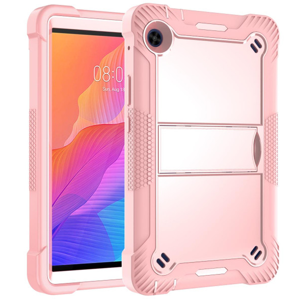 Huawei MatePad T8 Silicone + PC Shockproof Protective Case with Holder(Rose Gold)