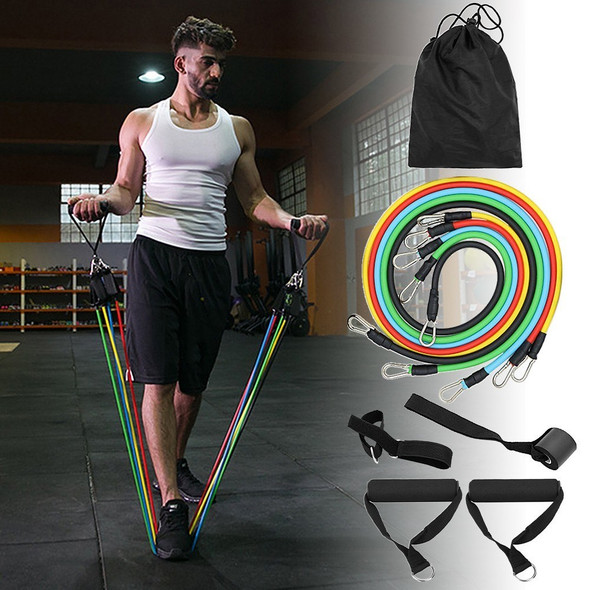 11Pcs Resistance Band Set Fitness Workout Bands with Handles, Door Anchor, Ankle Strap for Heavy Resistance Training Physical Therapy Shape Body