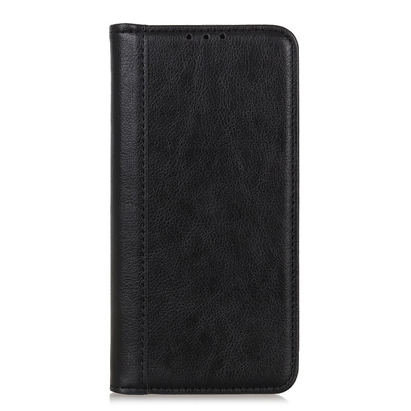 Auto-absorbed Litchi Texture Split Leather Wallet Stand Phone Cover Case for Samsung Galaxy A03s (166.5 x 75.98 x 9.14mm) - Black