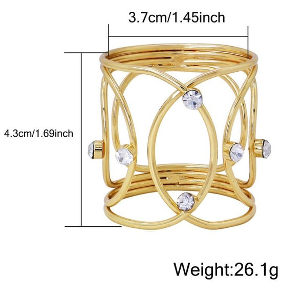 6 PCS CJK1019 Three-Dimensional Diamond-Studded Napkin Buckle Hotel Table Wedding Banquet Accessories(Golden)