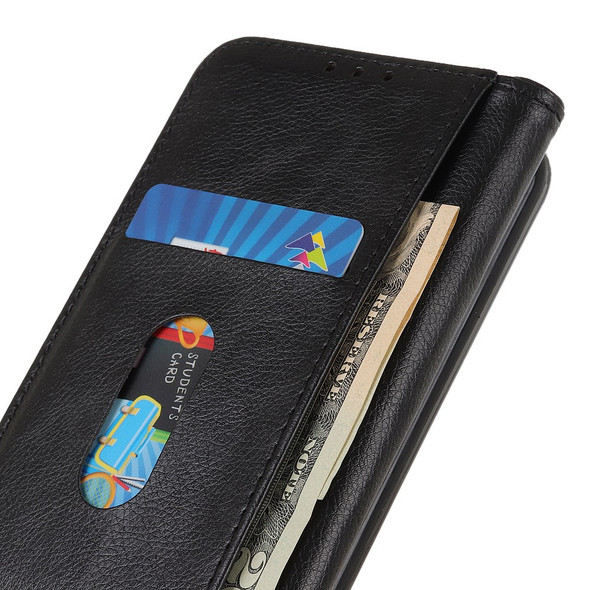 Magnetic Absorption Litchi Texture Split Leather Wallet Case Stand Flip Protective Cover for Motorola Edge X30 / Edge 30 Pro (Motorola Edge+ (2022)) - Black